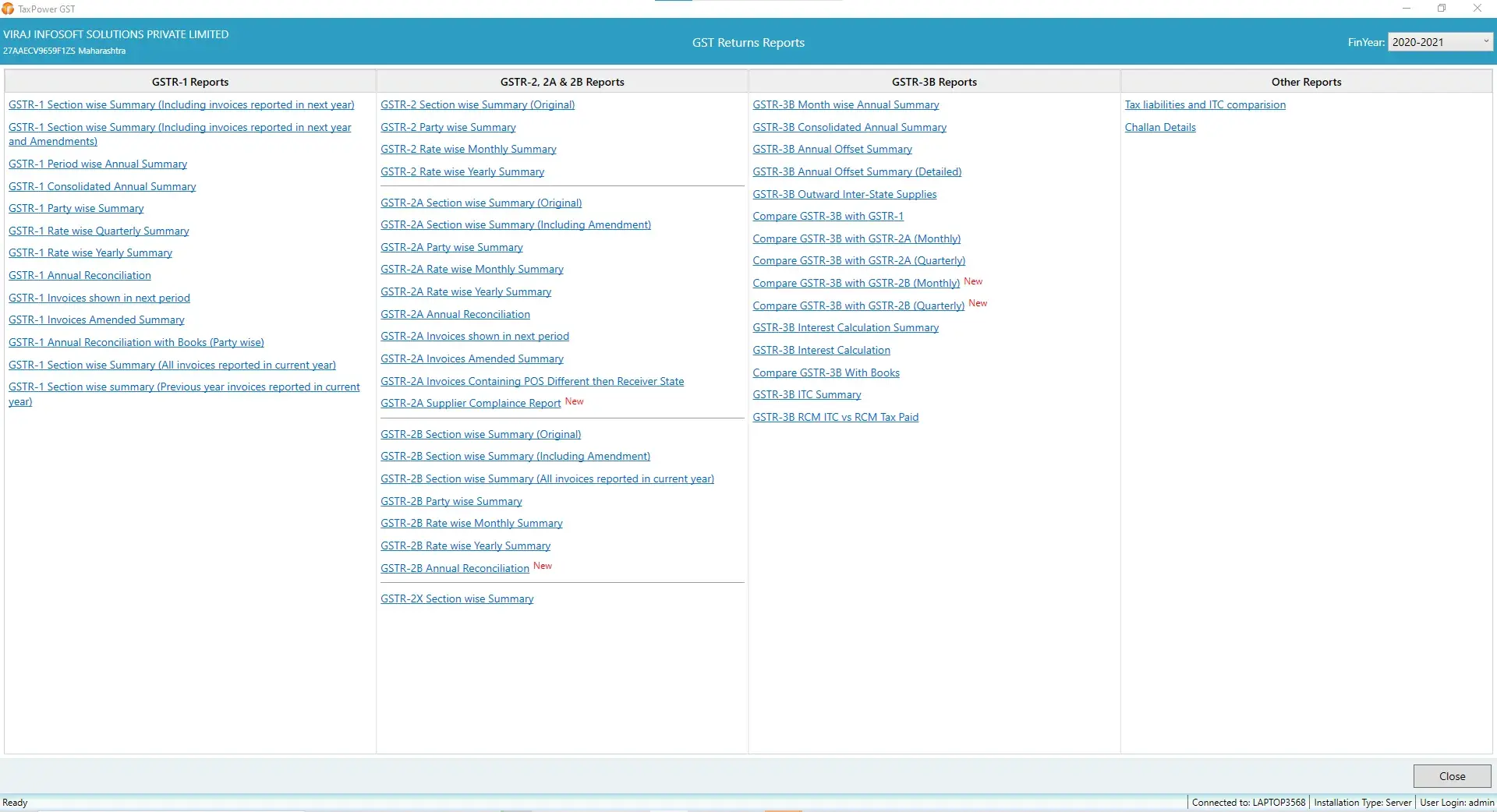 GST annual reports in TaxPower GST