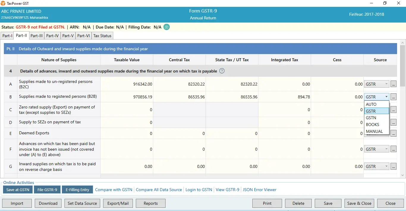 Annual return workflow in TaxPower GST