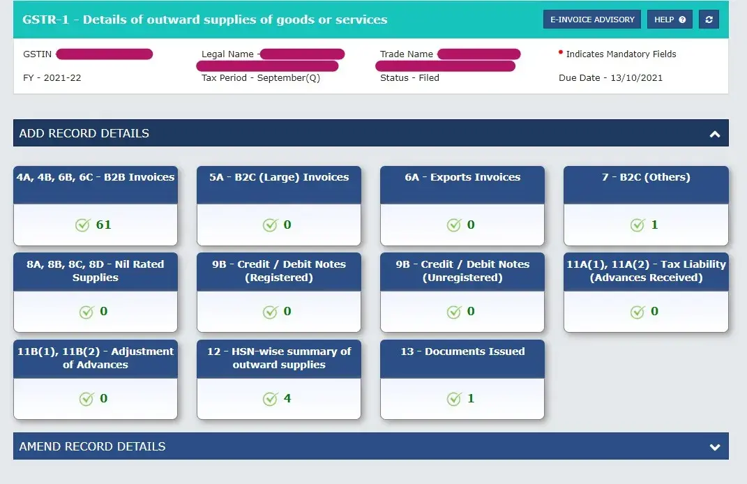 Improvements in GSTR-1 Improvements in GSTR-1