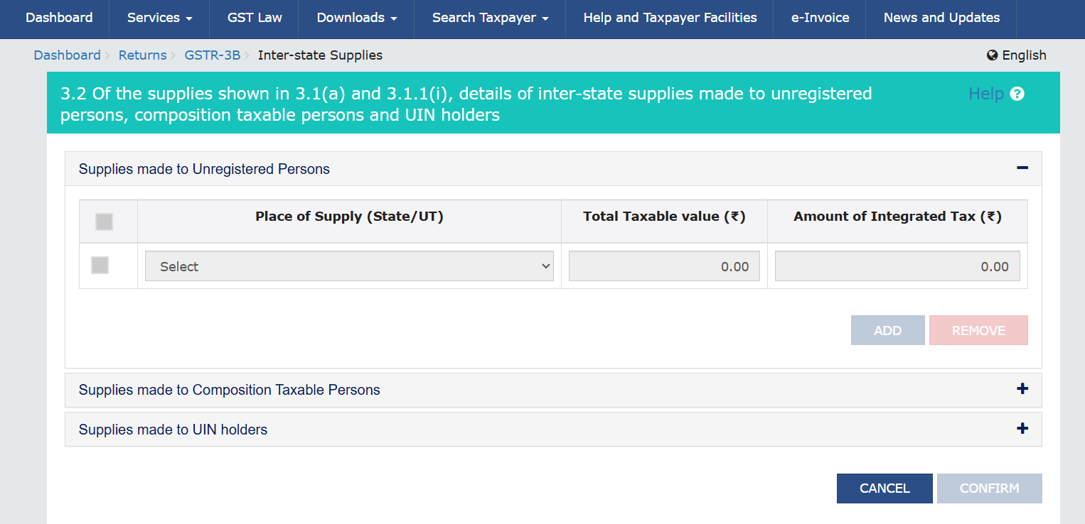 photo of GSTR-3B Table 3.2 changes