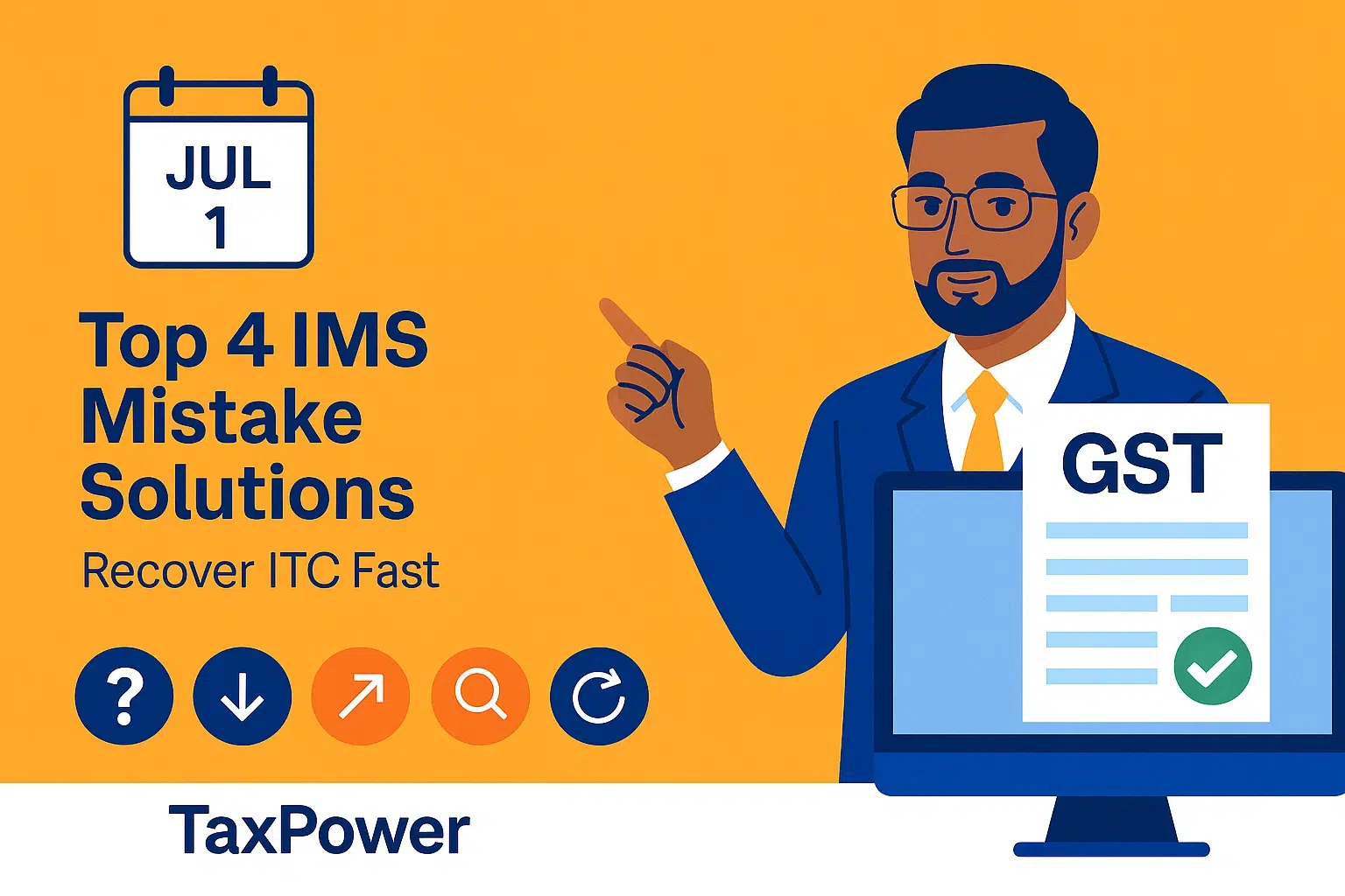 Top 4 IMS Mistake Solutions – Recover ITC Fast – TaxPower GST – Indian GST Practitioner illustration