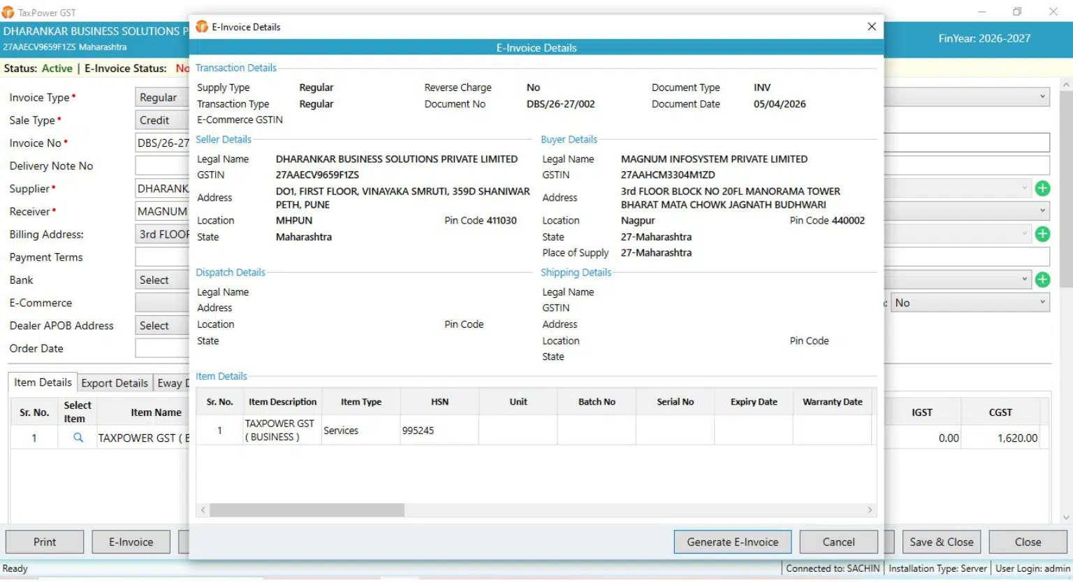 E-invoice data review in TaxPower GST