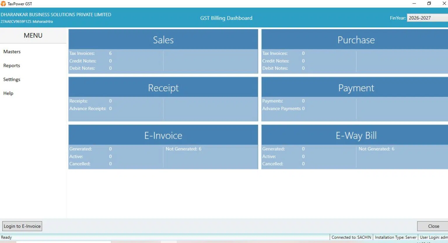TaxPower GST e-invoice and e-way bill dashboard