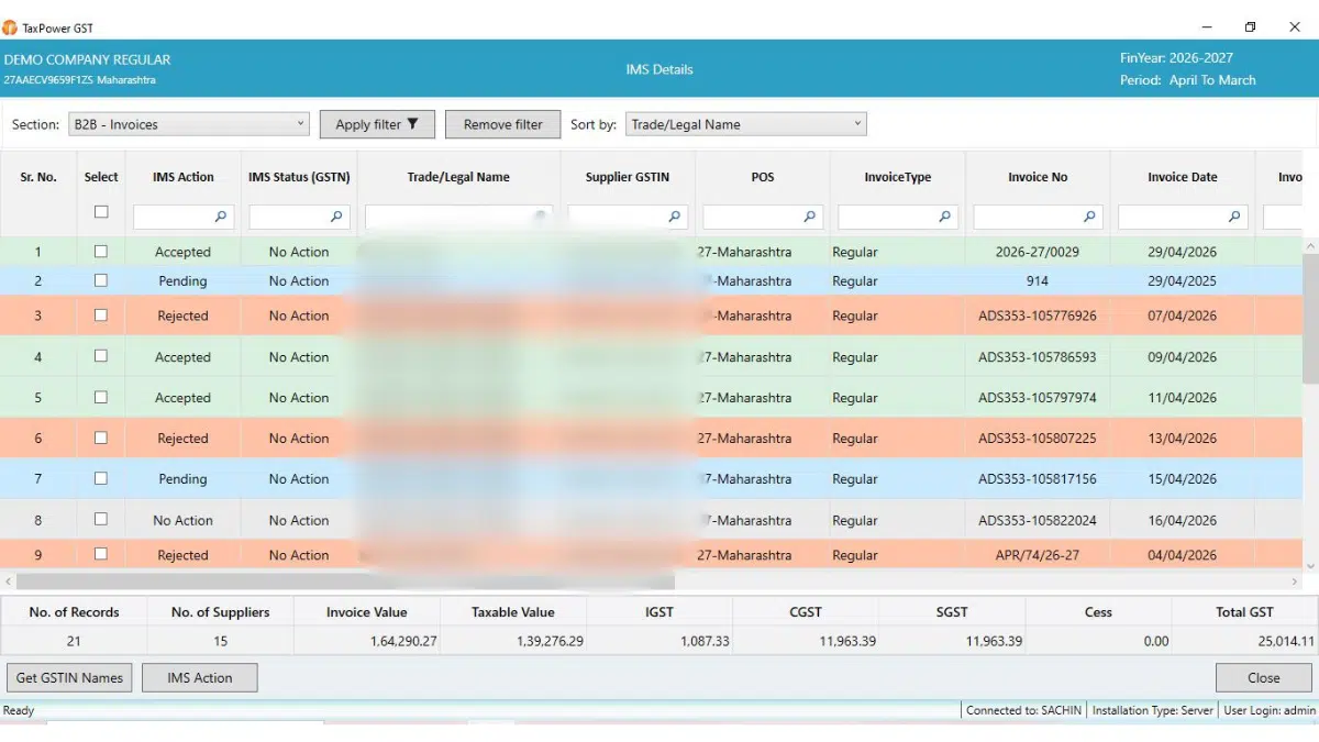 IMS GST Software for ITC review and GSTR-2B visibility